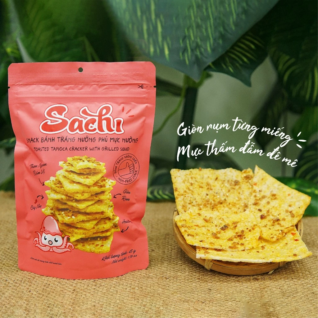 Snack bánh tráng nướng Sachi phủ tôm nướng